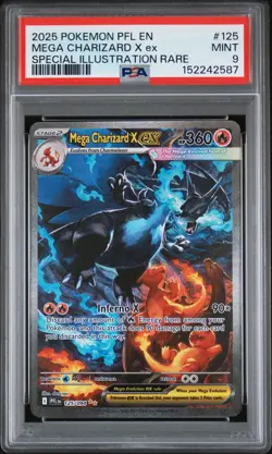 2025 POKEMON PFL EN-PHANTASMAL FLAMES #125 MEGA CHARIZARD X EX PSA 9 - Image 1