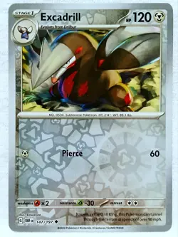 Excadrill 147/197 SV03: Obsidian Flames Reverse Holo Pokemon TCG - Image 1