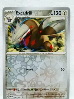 Excadrill 147/197 SV03: Obsidian Flames Reverse Holo Pokemon TCG - Image 3