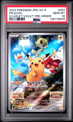 2022 POKEMON JPN SV PROMO SCARLET & VIOLET PRE-ORDER #001 PIKACHU PSA 10 - Image 1