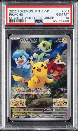 2022 POKEMON JPN SV PROMO SCARLET & VIOLET PRE-ORDER #001 PIKACHU PSA 10 - Image 1