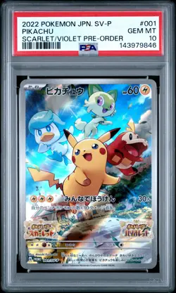 2022 POKEMON JPN SV PROMO SCARLET & VIOLET PRE-ORDER #001 PIKACHU PSA 10 - Image 1