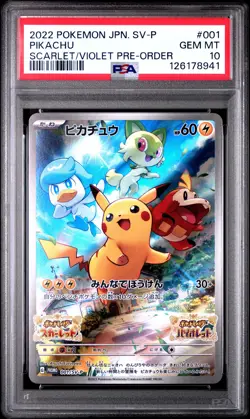 2022 POKEMON JPN SV PROMO SCARLET & VIOLET PRE-ORDER #001 PIKACHU PSA 10 - Image 1