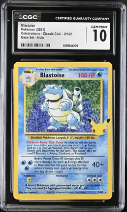 CGC 10 GEM MINT Blastoise 2/102 Celebrations Classic Collection Holo Pokemon - Image 1