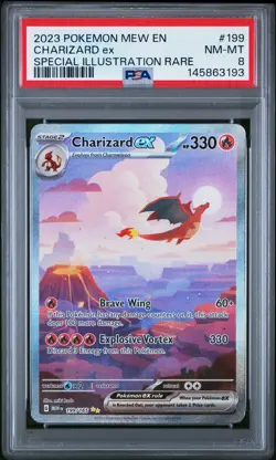 2023 POKEMON MEW EN-151 SPECIAL ILLUSTRATION RARE #199 CHARIZARD EX PSA 8 - Image 1