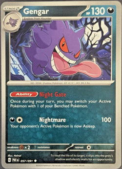 Gengar Paldean Fates 057/091 Regular Uncommon 2024 Pokemon TCG Near Mint - Image 1