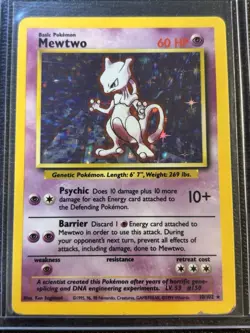 Pokemon Mewtwo TCG Base Set Holo Card 10/102 Unlimited Holo Rare - Image 1