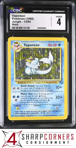 1999 POKEMON JUNGLE #12 VAPOREON HOLO CGC 4 - Image 1