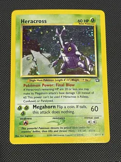 Heracross 6/111 Swirl Holo Bleed + Double Holo Neo Genesis Pokemon LP - Image 1