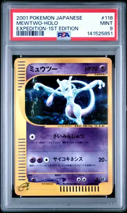 2001 POKEMON JPN EXPEDITION 1ST ED #118 MEWTWO-HOLO PSA 9 - Image 1