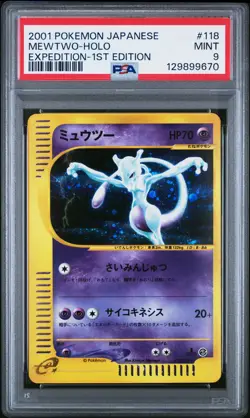 2001 POKEMON JPN EXPEDITION 1ST ED #118 MEWTWO-HOLO PSA 9 - Image 1