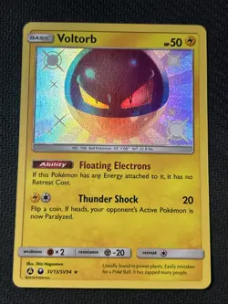 Pokemon TCG Voltorb SV13/SV94 Hidden Fates Shiny Holo Card Near Mint Condition - Image 1