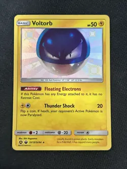 Pokemon TCG Voltorb SV13/SV94 Hidden Fates Shiny Holo Card Near Mint Condition - Image 3