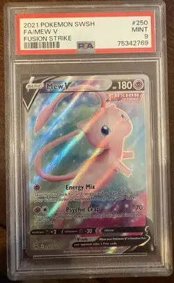 2021 POKEMON SWORD & SHIELD FUSION STRIKE #250 FULL ART/MEW V PSA 9 - Image 1