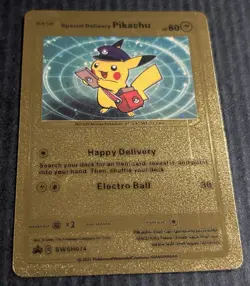 Special Delivery Pikachu Gold Foil Fan Art Collector Pokemon Card - Image 1