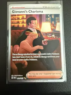 GIOVANNI'S CHARISMA Scarlet & Violet POKEMON Full-Art Holo Trading Card 204/165 - Image 1