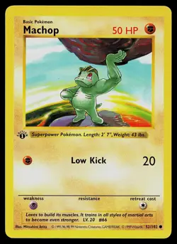 Pokemon Card - Machop 1st Edition Base Set Shadowless 52/102 - Image 1