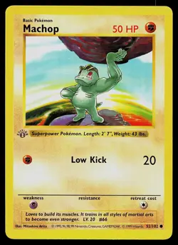 Pokemon Card - Machop Base Set Shadowless 52/102 1st Edition Common - Image 1