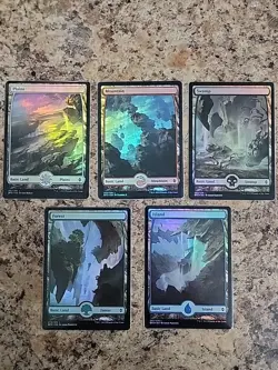 (x5) Basic Lands MTG (Full Art FOIL) BFZ Near Mint Never Played Commander Ready - Image 1