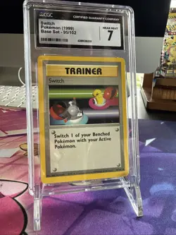 CGC 7 Pokemon TCG Switch Base Set Trainer Card 95/102 Fossil Ships Fast - Image 2
