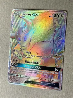 Pokemon Tauros GX SM Base Set Secret Rare Full Art Holo 180HP 156/149 Card - Image 1
