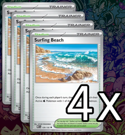 4x Surfing Beach 129/132 - ME01: Mega Evolution - Pokemon TCG - Image 1