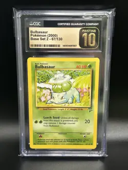 BULBASAUR Pokemon Card - Base Set 2 - 67/130 - CGC 10 Pristine - Image 1