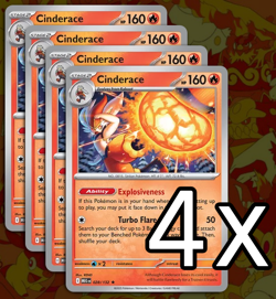 4x Cinderace 028/132 - ME01: Mega Evolution - Pokemon TCG - Image 1
