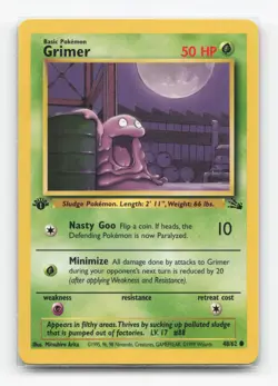 Pokemon TCG - Grimer 48/62 Moderately Played Common Fossil 1st Edition - Image 1