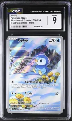 Piplup *CGC 9* Illustration Rare *Phantasmal Flames* #98 * Pokemon - Image 1