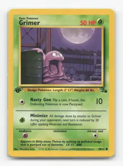 Pokemon TCG - Grimer 48/62 Lightly Played Common Fossil 1st Edition - Image 1