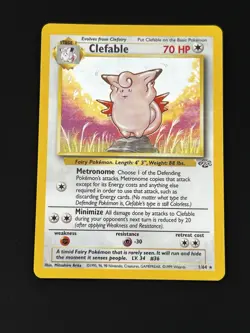 Pokemon TCG Clefable Jungle 1/64 Holo Unlimited Holo Rare MP - Image 1