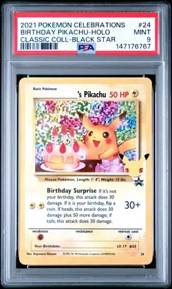 PSA 9 Pokemon Celebrations Birthday Pikachu Holo Black Star Promo 24/53 - Image 1