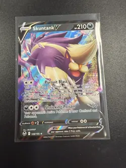 Pokemon TCG Skuntank V Silver Tempest 108/195 Holo Ultra Rare - Image 1