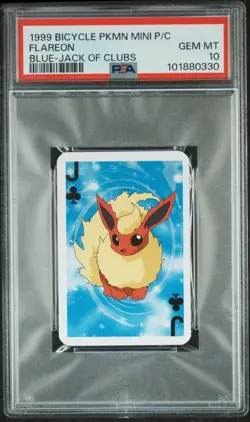 1999 BICYCLE POKEMON MINI PLAYING CARDS BLUE DECK FLAREON PSA 10 - Image 1
