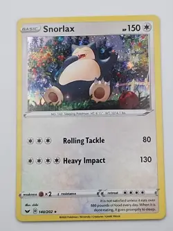 Pokemon Snorlax 140/202 Sword & Shield Cosmos Holo Rare NM - Image 1
