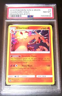 2018 Pokemon Dragon Majesty 3 Charizard Holo PSA 8, NM-Mint - Image 1