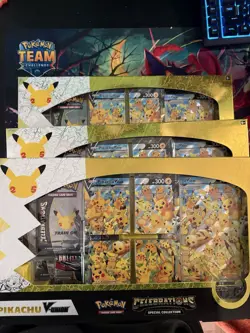 Three Pokemon Celebrations Pikachu V-Union Special Collection Boxes - Sealed New - Image 4