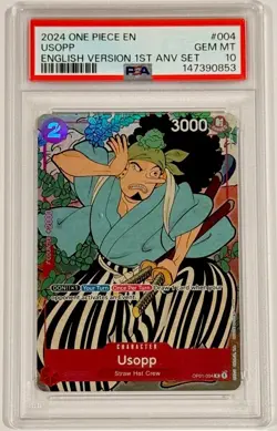 2024 One Piece Usopp OP01-004 1st Anniversary PSA 10 Gem Mint English - Image 1
