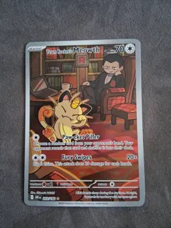 Pokemon TCG Destined Rivals Team Rockets Meowth Illustration Rare Card 203 - Image 1