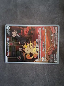 Pokemon TCG Destined Rivals Team Rockets Meowth Illustration Rare Card 203 - Image 4