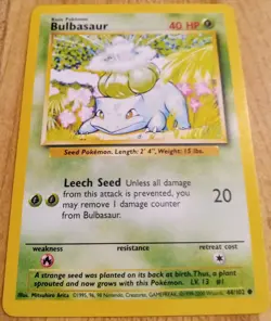 BULBASAUR - Base Set - 44/102 - Common - Pokemon Card - Unlimited Edition - NM - Image 1