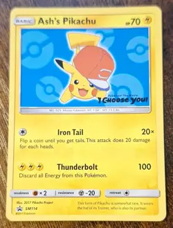 Ash's Pikachu SM114 SM-P Sun & Moon Promo Regular Pokemon TCG Card Basic Mouse - Image 1