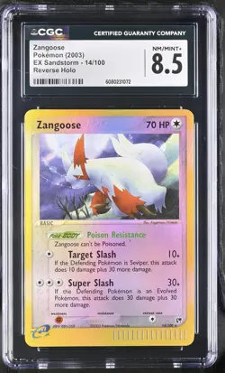 CGC 8.5 Zangoose 2003 EX Sandstorm 14/100 Reverse Holo Pokemon Card - Image 1
