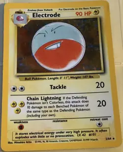 POKEMON Card JUNGLE Electrode #2/64 Black Star Rare Holo Holofoil ERROR NO STAMP - Image 1