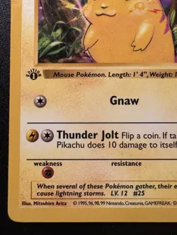 1st Edition Shadowless Pikachu 58/102 Base Set Pokemon Card Rare MP - Image 5