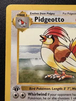1st Edition Shadowless Pidgeotto 22/102 Base Set Pokemon Card Rare MP - Image 3