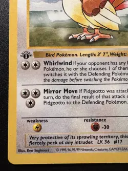 1st Edition Shadowless Pidgeotto 22/102 Base Set Pokemon Card Rare MP - Image 5