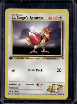 2000 Pokemon Gym Heroes 1st Edition Lt. Surge's Spearow #52/132 - Image 1