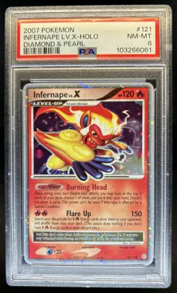 2007 Pokemon Diamond & Pearl Infernape LV.X Holo #121/130 PSA 8 - Image 1